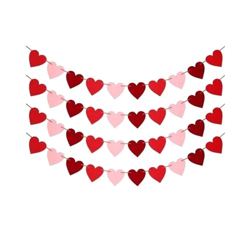 4 Banners de guirnaldas de corazones amarillos para San Valentín y bodas 2