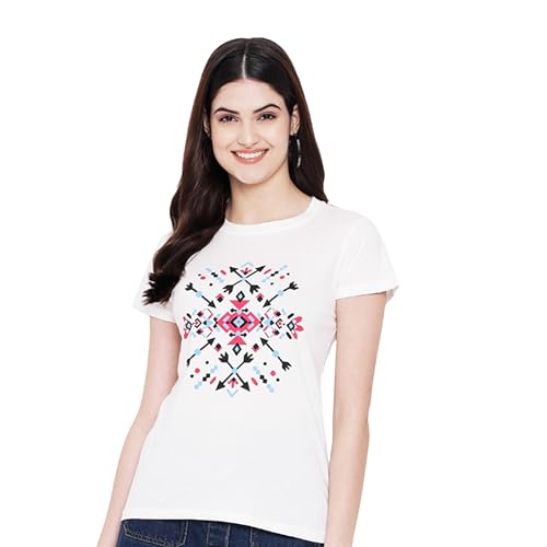 Image of Preneum Women's Cotton Regular Fit Graphic Stylish Printed Short Sleeves Casual T-Shirt || Trend & Style (Pack 3)