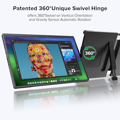Image of UPERFECT Laptop Screen Extender, 2K 14 inch 360Unique Swivel Hinge w / 180 Automatic Rotation, 2240x1400 QHD IPS Portable Monitor for 14 inch-17'' Laptops, Plug & Play with Mac, Wins, Dex (Only one Screen)