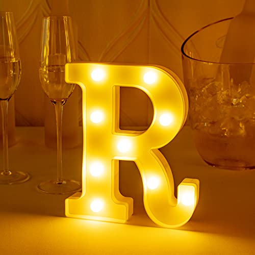 Image of Restaurantware-Illumify 6.5 x 1.2 x 8.7 Inch Light Up Letter, 1 Durable Marquee LED Light - Letter R, Touchproof, White Plastic Party Alphabet Accent, Keyhole Slot, For Weddings, Or Special Events