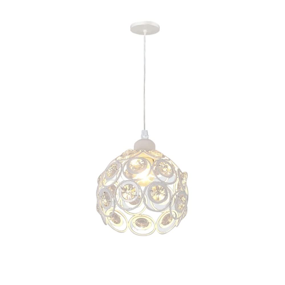 Lustre suspension E27 en cristal blanc de 30cm avec hauteur réglable pour intérieur chic
