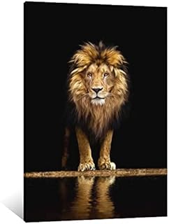BFSA Lion Animal Canvas Wall Art Lion Inspirational Poster Wall Art Black and White Lion Abstract Animal Artwork Lion Portrait Print Painting Home Office Wall Decor (golden lion, 16x24inch(40x60cm))