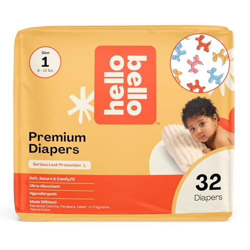 Image of Hello Bello Diapers, Premium Leak Protection (Balloon Buddies) Size 1, 32ct