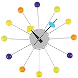 Soledi 14 inch Creative Design Wall Clock with Colorful Wooden Balls Precision Quartz Movement