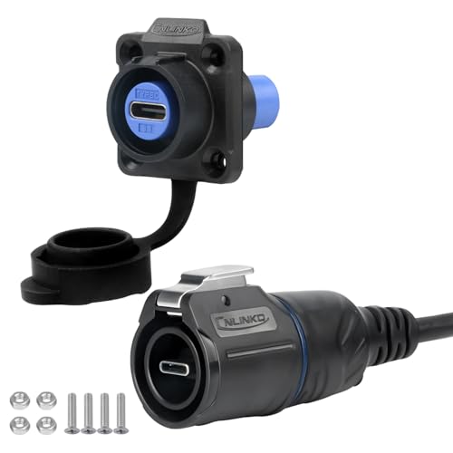 CNLINKO LP-16 Type-C 3.1 Data Circular Connector IP67 Waterproof Electrical Plug with 1M Cable Assemblies Plastic Socket for Industrial Use