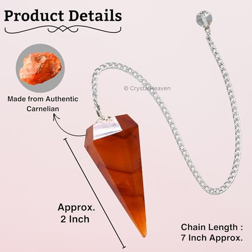 Image of Carnelian Pendulum Dowsing Tool - Natural Crystal Pendulum for Spiritual Guidance - Premium Dowser Pendulum for Accurate Divination and Energy Healing - Perfect for Energy Healing and Chakra Balancing - Handcrafted with Precision and Elegance