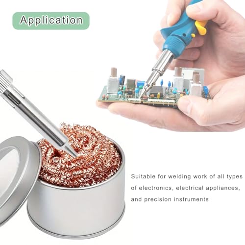 Image of Soldering Tip Cleaning Kit,Soldering Tip Cleaner + Brass Ball Wire + Desoldering Wick + Sponge,for Cleaning Solder Irons Heads, No Water Needed