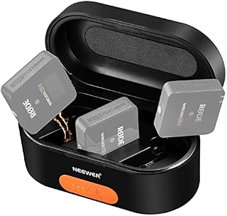 NEEWER Wireless Charging Case Compatible with Rode Wireless GO Wireless GO II, 3-Channel PD Fast Charging Portable Charger with Type-C, Built-in 3400mAh Battery for Compact Wireless Microphone System