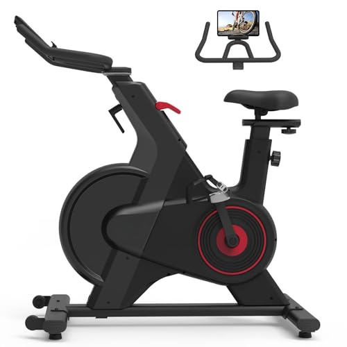yoyomax Bicicleta estática, bicicleta estática de interior/bicicleta estática magnética, bicicleta estacionaria – Máquina de bicicleta estática de fitness con cómodo cojín de asiento y pantalla