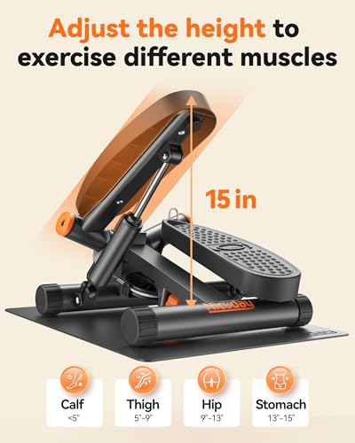 Image of Niceday Steppers for Exercise, Stair Stepper with Resistance Bands, Mini Stepper with 300LBS Loading Capacity, Hydraulic Fitness Stepper with LCD Monitor
