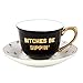 Slant Collections Ceramic Tea Cup and Saucer Set, 5-Ounce, Bitches Be Sippin