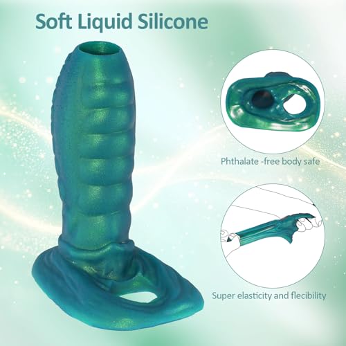 Image of Penis Sleeve Male Sex Toys with Cock Ring, 4.3IN Ultra-Soft Reusable Penis Extender, Elastic Silicone Penis Ring to Enlarge Prolong for Men & Couples