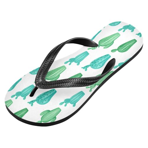 Sinestour Cactus Green Plant White Flip Flops for Beach Thong Sandals Anti-slip Lightweight Flat Slippers for Indoor Outdoor House2