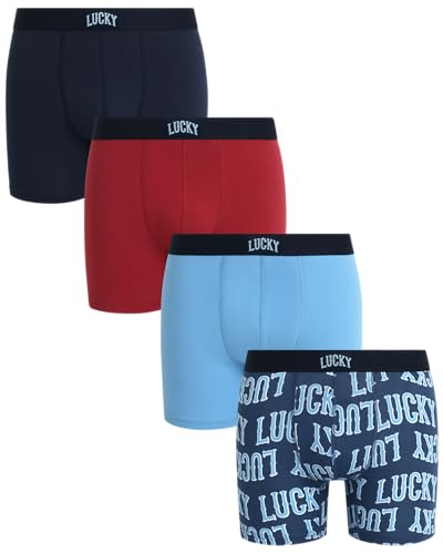 Lucky Brand Men's Boxer Briefs - 4 Pack Breathable Stretch Tag Free Underwear Boxers with Comfort Contour Pouch (Sizes: S-XL)