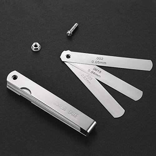 Hotop Stainless Steel Feeler Gauge Dual Marked Metric and Imperial Measuring Tool (0.04-0.63 mm, 26 Blades)