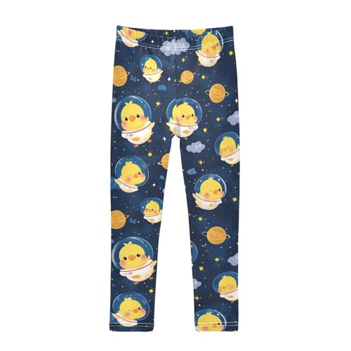 Chicken Astronaut Clouds Planet Girls Leggings Soft Stretch Workout Yoga Dance Pants for Kids Casual Tights
