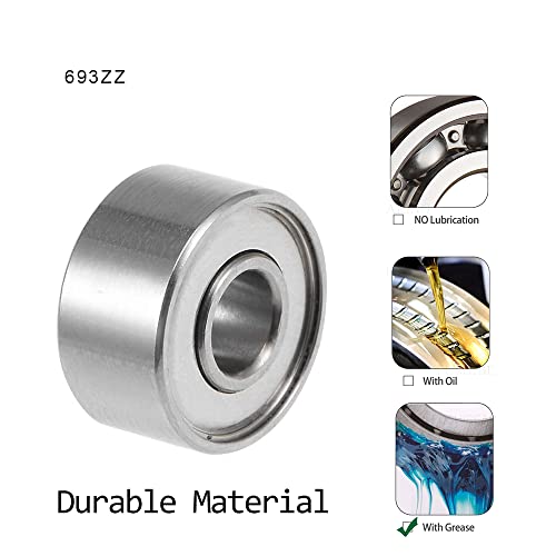 10 Stück 693ZZ Kugellager 3 mm x 8 mm x 4 mm doppelt geschützte Rillenkugellager für DIY, Drehbänke, Motoren, 3D-Drucker, Fräsmaschinen, verschiedene mechanische Geräte, etc.