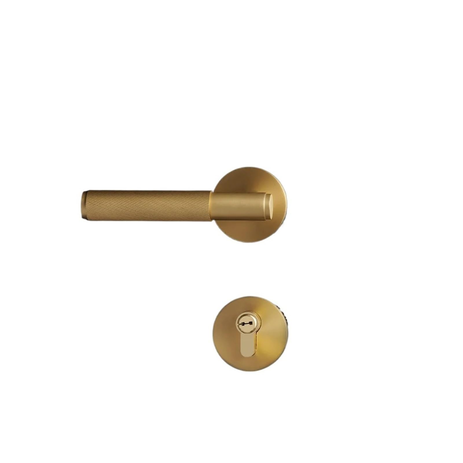 Sjloynwq One Color Brass Knurled Door Lock Handle Set Black Indoor Double Wooden Lever(8550Bk Flathead Lock)