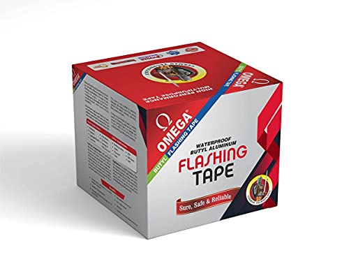 Image of OMEGA Butyl Adhesive Aluminium Waterproof Heavy Duty Leakage Repair Flashing Tape, Roll for Roof, Water Tank, Pipe, Window, Gutter, Crack & Joint Sealing (100mm x 10mtr)
