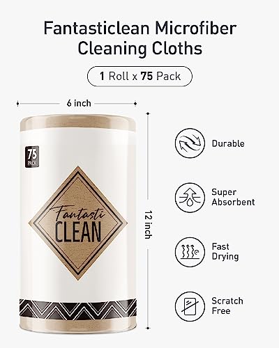 Fantasticlean-Microfiber-Cleaning-Cloth-Roll-75-Pack-Tear-Away-Towels-12-x-12-Reusable-Washable-Rags-Tan