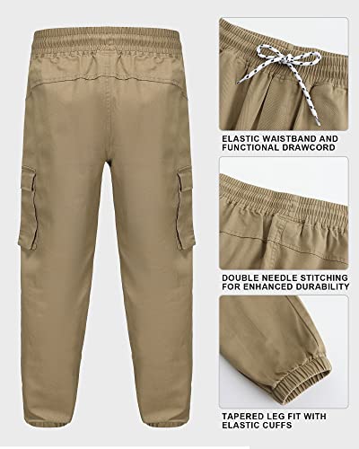 Boys Cargo Pants Kids Joggers Youth Hiking Pants Elastic Waist Cotton Twill Jogging School Pants4