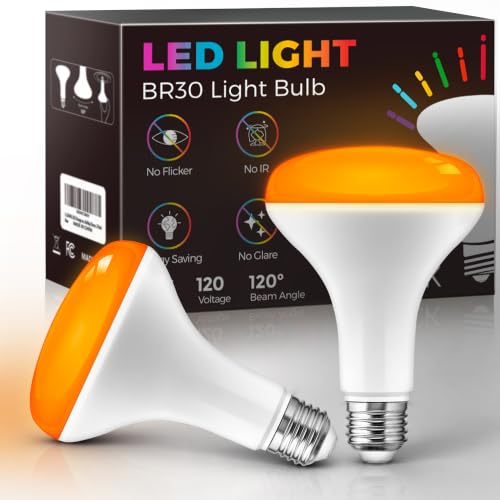 L LOHAS LED Halloween Orange Flood Light Bulbs, 11W Colored Light Bulbs E26