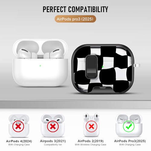 Image of Compatible Airpods Pro 3 Case (2025) with Phone Stand & Cleaner Kit,Cute Soft Silicone Lock Clip Apple AirPods Pro 3rd Generation Case, Airpod Pro 3 Cover with Keychain for Women /Girls