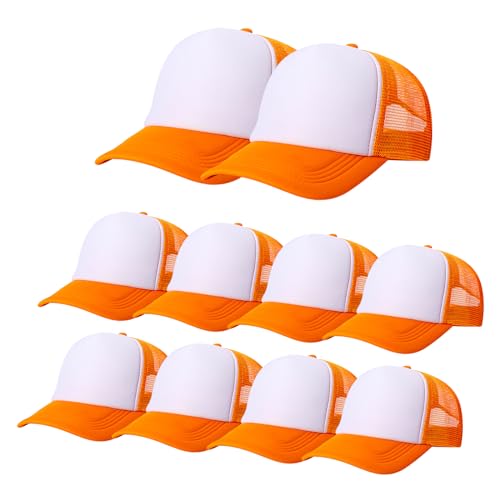 Image of 10 Pack of Blank Trucker Hat Bulk Mesh Cap Men and Women Baseball Cap DIY Graffiti Hot Stamping Duck Tongue Cap