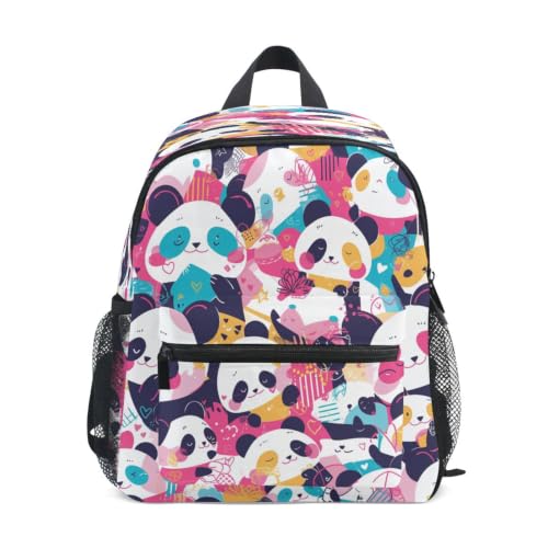 Sac à dos enfant pandas multicolore et cartable école préscolaire pour garçon fille