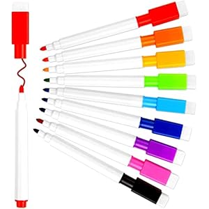 VEYLIN Whiteboard Markers,9 Piecs Whiteboard Pens and Eraser set, Fine Tip Colour Whiteboard Pen for Kids