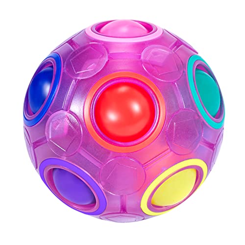 ROXENDA Rainbow Ball Magic Ball, Juego de Habilidad Bola de Rompecabezas - Cerebro Teaser y Bola de Estrés para Niños y Adultos (Púrpura)