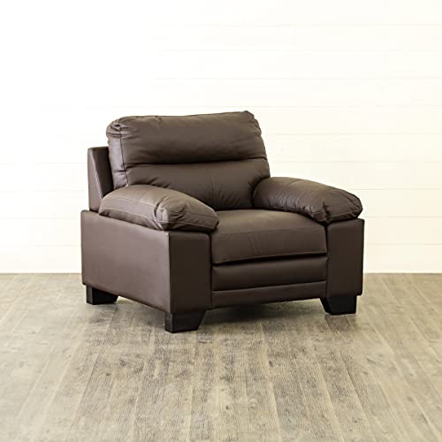 Image of Home Centre Whinchister Brown Solid Faux Leather 1-Seater Sofa - 104cm