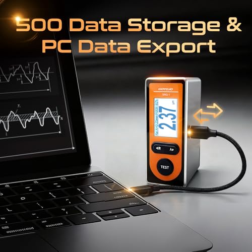 Image of GOYOJO SRG-1 Portable Surface Roughness Tester, Handheld Stylus Profilometer, 6mm Travel, Multi-Parameter Ra /Rz /Rq /Rt Measurement, 500 Data Storage, Aluminum Housing