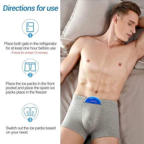 Vasectomy Support Underwear for Men Snug Boxer Briefs with 2 Ice Packs for Testicular Support and Pain Relief Post-Vasectomy Care Gift Grey4