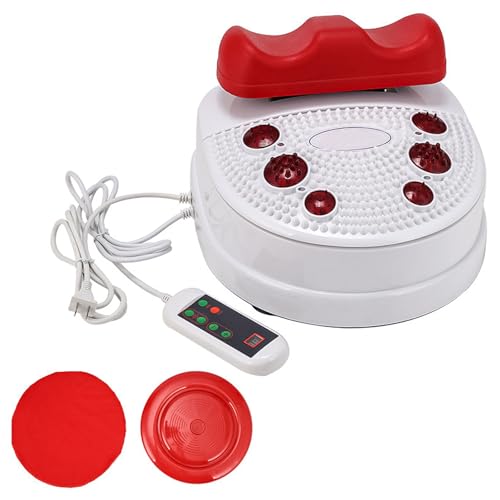 Masajeador de pies eléctrico con control por cable, máquina chi para ejercicio de piernas y mejora de la circulación, masajeador oscilante para uso en el hogar, velocidad ajustable y reposapiés acolchado, color rojo