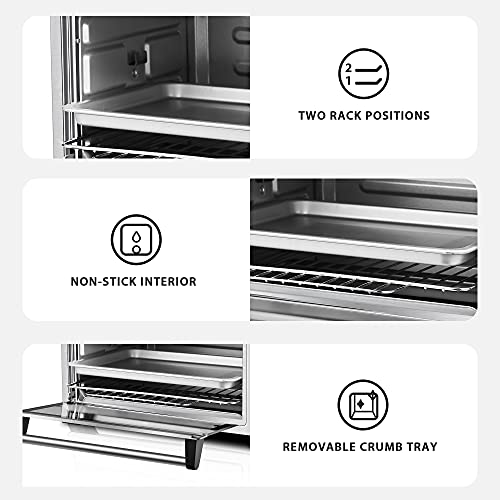 TOSHIBA AC25CEWSS Large 6Slice Convection Toaster Oven Countertop, 10