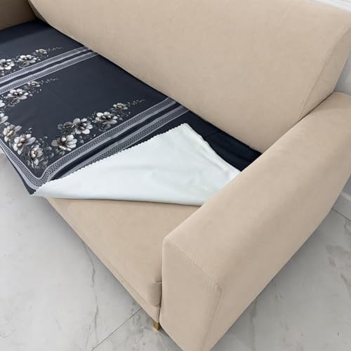 Image of Homerz Premium 'Luxe Series' Holland Velvet Sofa Cover | Smooth Finish | Anti-Skid Fleece Backing | Soft Touch Couch Protector for Living Room (Grey, 3 Seater, Only Seat Cover)