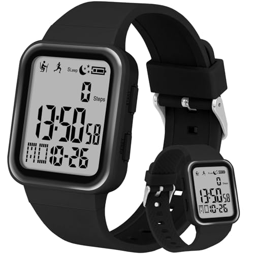 Edillas Digital Watch for Mens Womens, Fitness Tracker with EL Backlight No App/Phone Required, Sport Watch with Step Counter Pedometer Timer Vibration Alarm Clock, Sleep Monitor, Calorie, Distance