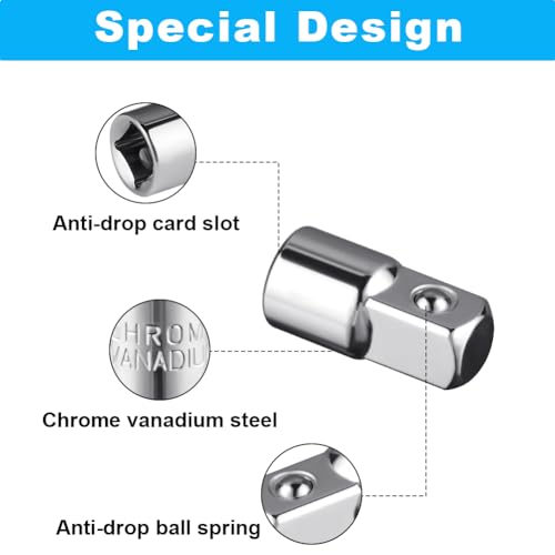 Flintronic Impact Socket Adapter/Reducer, 1/2" Drive Twist Nut Remover, Adapter Set 1/4", 3/8", 1/2" for Nuts Drills - Image 4