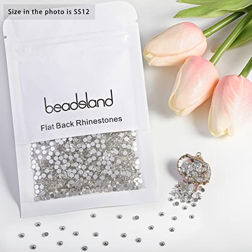Image of beadsland 1440pcs Flat Back Crystal Rhinestones Round Gems for Nail Art and Craft Glue Fix, Crystal(SS12(2.9-3.0mm))