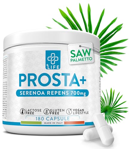 Serenoa Repens Prostata Integratore 700mg PiùLife, 2 Al Giorno, Saw Palmetto Con Pygeum Africanum Per Il Benessere Delle Vie Urinarie Uomo, Estratto Di Mirtillo Antiossidante, Prostaplus 180 Capsule