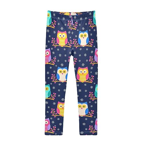 Flat Owls Girls' Leggings Toddler Doodles Cute Kids Yoga Pants Dance Active Tights 6T