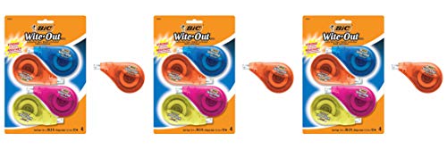 BIC Clean Wite-Out Brand EZ Correct Correction Tape, 4-Count, 5.25 x .75 x 8.125 (WOTAPP418-WHI) - 3 Pack
