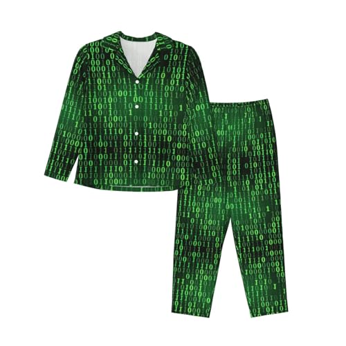 Pyjama imprimé Hacker Era ensemble boutonné manches longues poches