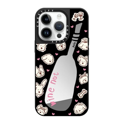 Coque miroir iPhone 14 Pro CASETiFY haut de gamme réfléchissante argent sur noir MagSafe