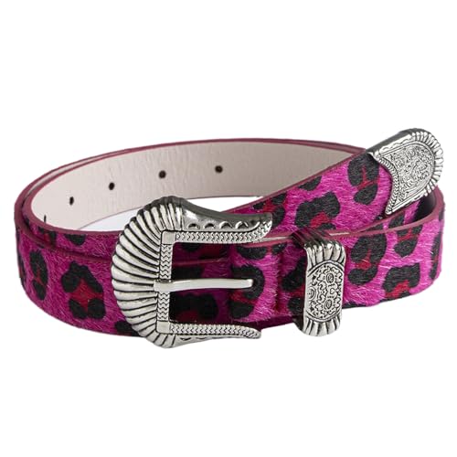 Leopard Print Belt for Woman, Faux Leather Chic Belts for Jeans Pants Animal Print Country Belt Women's Accessories