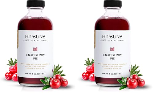 HipStirs Cranberry Syrup for Drinks | Real Ingredients Make Our Cranberry Pie Syrup for Cocktails a Perfect Festive Drink Mixer | Small Batch, Non-GMO, Vegan Cocktail Mixer | 8 Oz, 2 Pack