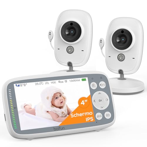 BOIFUN Baby Monitor Video Con Telecamera, Senza Wi-Fi, 4' IPS Schermo Con Zoom 5X, Facile Da Usare e Configurare, Rilevamento del Suono, ModalitÃ VOX