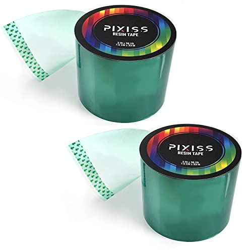 Pixiss 2 Pack - Epoxy Resin Tape Mold Release - Extra Wide Polyester Tape for Easy Peeling
