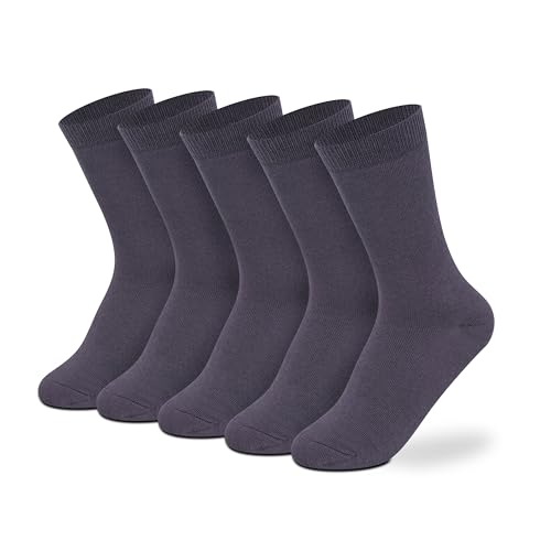 Image of Supersox Regular Length School Uniform Socks for Kids | Breathable Cotton | Anti-Odour & Moisture Absorbent | Durable Welt for All-Day Comfort | Grey Colour | Pack of 5